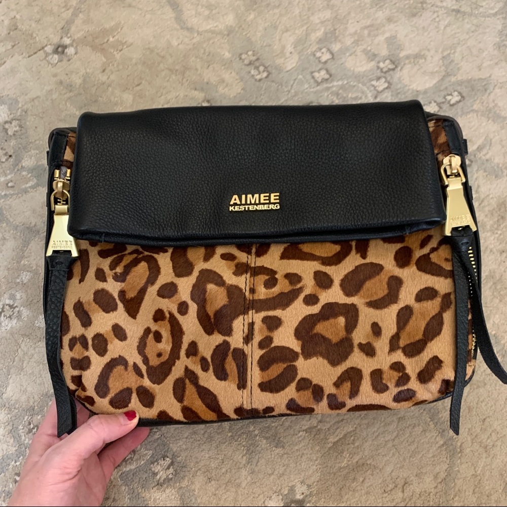 Aimee Kestenberg leather and calf hair leopard bag
